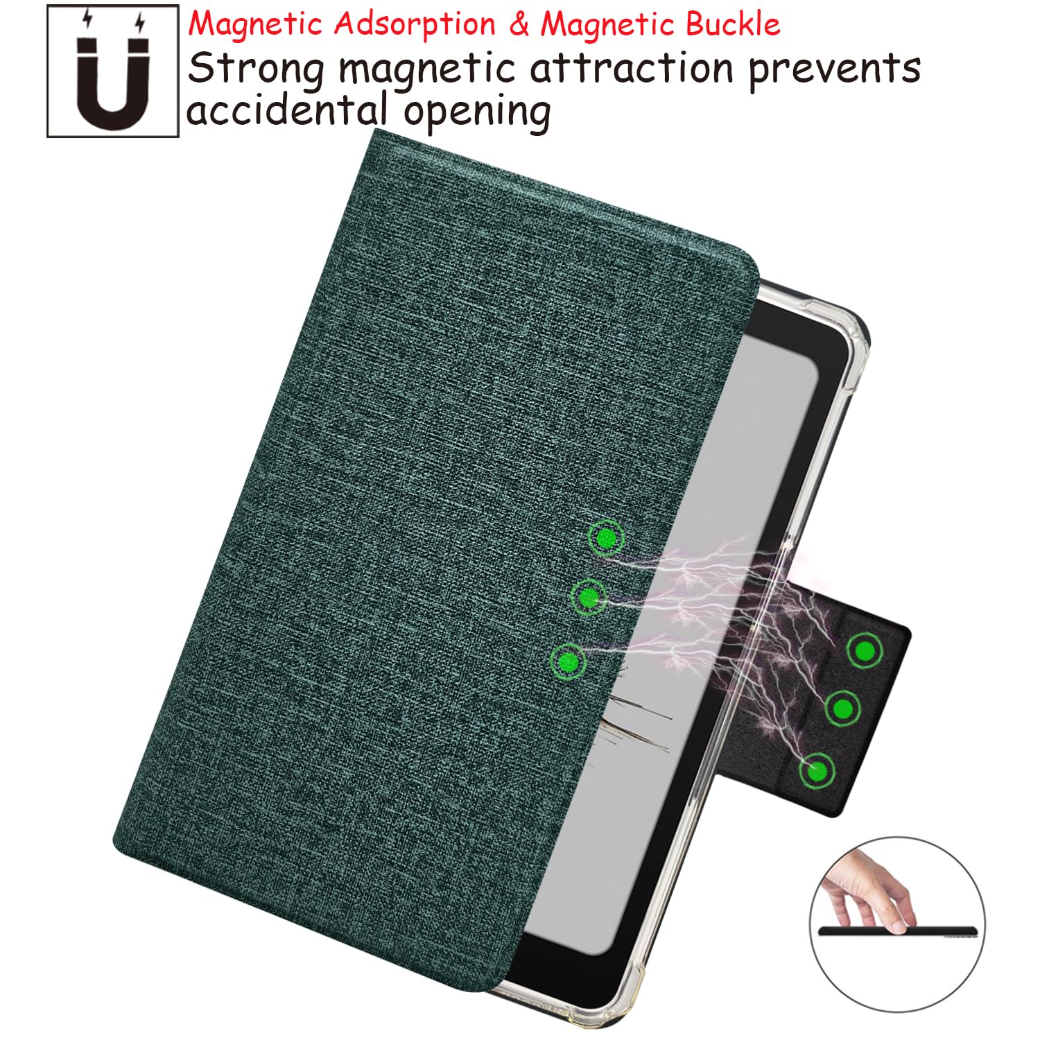 2in1 Magnetic Detachable Flip Case for Onyx Boox Palma2 (2024 Released) TPU Transparent Cover with Auto Sleep/Wake, Magnetic Closure Buckle (Cloth Sage Green) — view 6