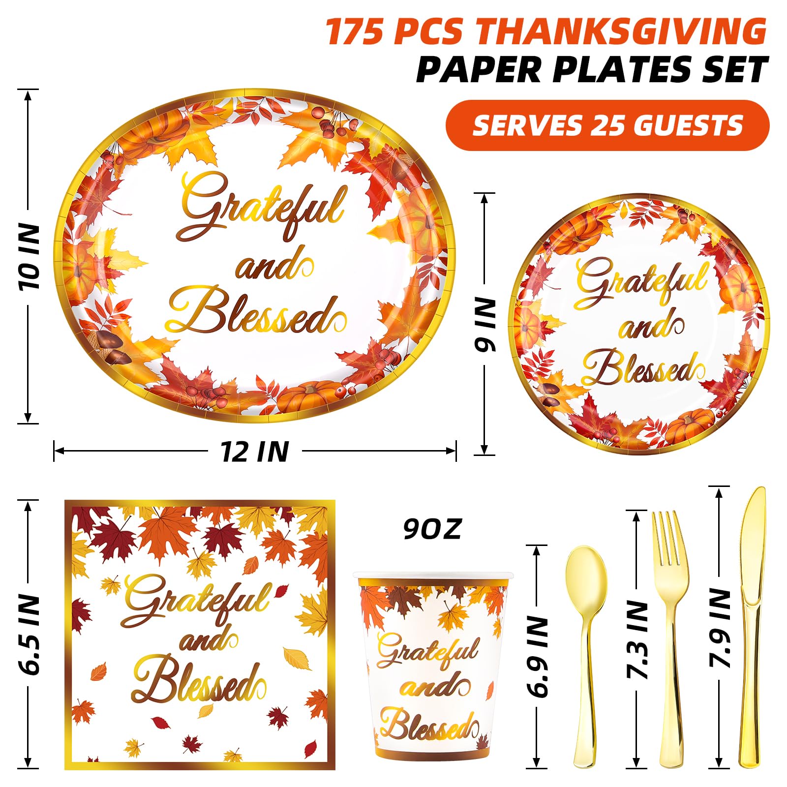 Thanksgiving Plates Set - Serve 25 Guests -2