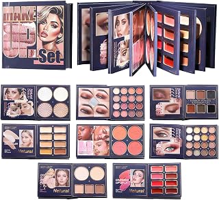 Book Makeup Palette | Satin Highlighter Contour Finish, Eyeshadow Contour Powder, Makeup Palette, for Face, Eyes and Lips, Women and Girls, Valentine's Day, New A | konturpulver, sminkpalett, för ansikte, ögon och läppar, kvinnor och flickor, alla hjärtans dag, ny A