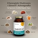 PURICA Complété 360 Champignon à spectre complet micronisé 144 Gélules, 48-Day Formule adaptogène avec Ashwagandha, Reishi, & La Manille du Lion