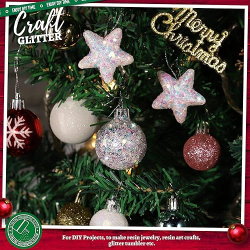 Miniatura 81 de LEOBRO Purpurina blanca, purpurina de 5.29 onzas, purpurina fina blanca holográfica, polvo de purpurina extrafina, purpurina iridiscente para Blanco