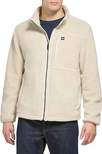 Dockers Veste polaire Sherpa zippée sur le devant avec poche de poitrine pour ho