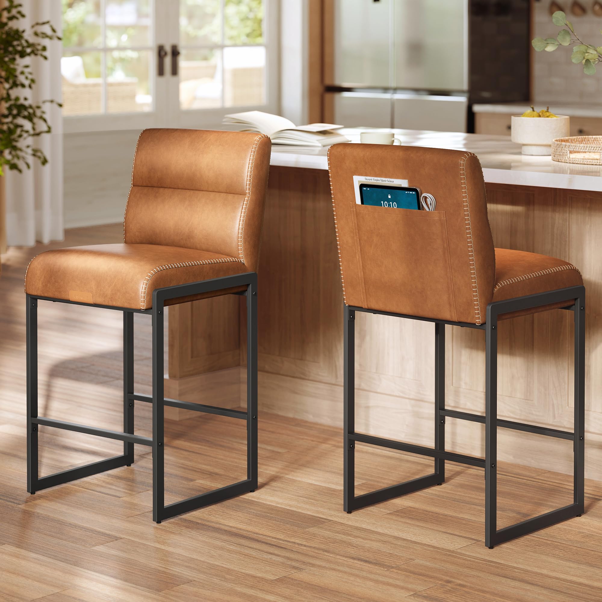 Photo 1 of VASAGLE Bar Stools Set of 2, Counter Height Chairs, 26.4-Inch