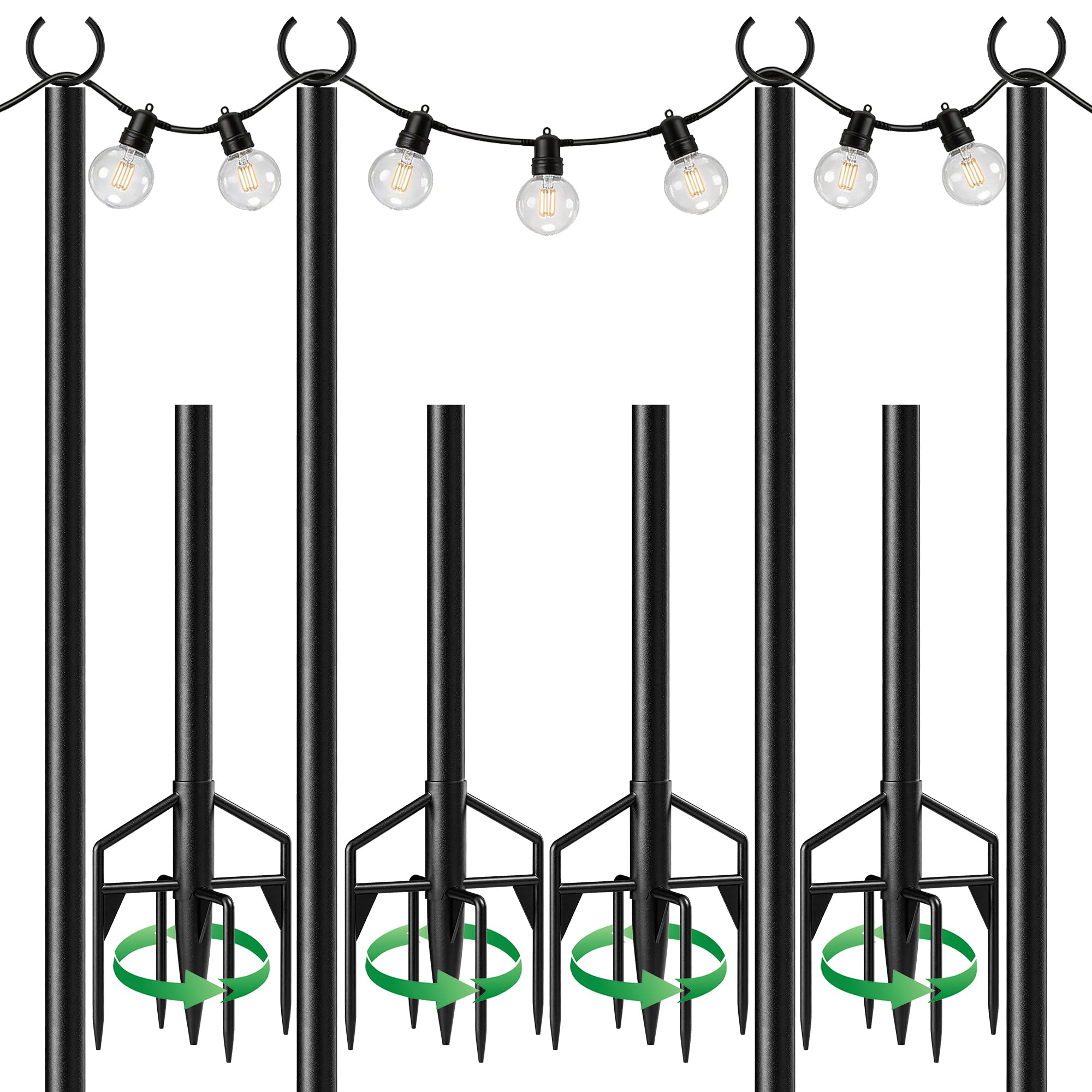 LAND·VOI 4 Pack String Light Poles