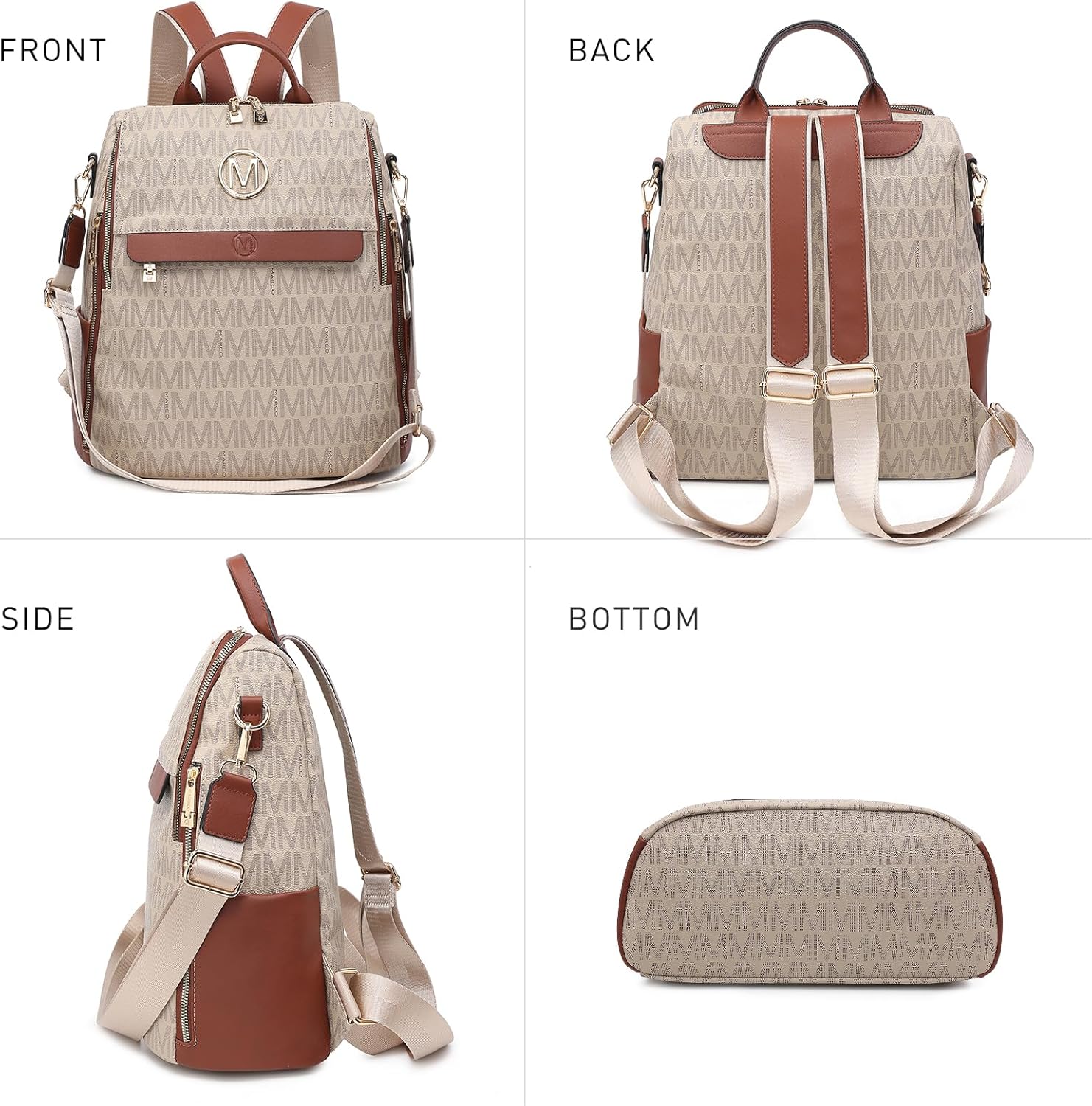 MKP Women Fashion Backpack Purse PU Leather Convertible Medium Ladies Rucksack Travel Shoulder Bags Handbag and Purse 2Pcs - Image 5