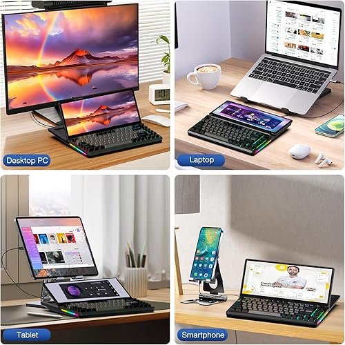 Miniatura 5 de Kwumsy K3 - Teclado mecánico externo con pantalla táctil de 13 pulgadas, 82 teclas, plegable, de 0 a 90 grados, portátil, USB, con cable RGB,