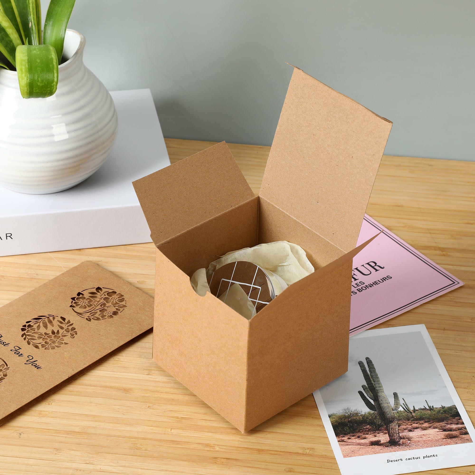 Boîtes Cadeaux En Kraft - Lot De 25, Format 10x10x10 Cm - Pliables Et Personnalisables - Pour Anniversaire, Mariage, Fête
