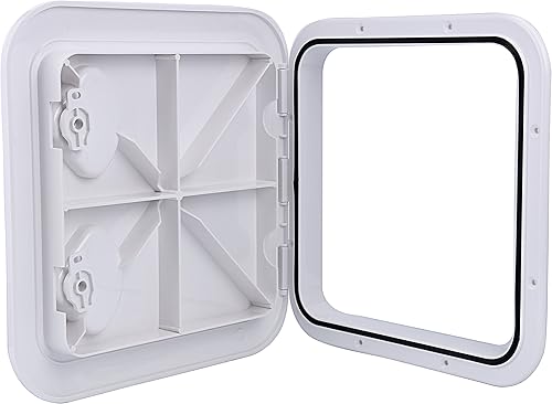 Miniatura 5 de Amarine Made Escotilla de cubierta marina, escotilla de acceso para cubierta de barco y tapa 14-12 "x 14-58" - Blanco - 14.567 inx14.764 in