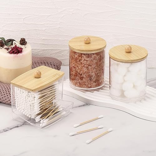 Miniatura 5 de Tbestmax Qtips - Contenedor dispensador de baño, soporte para bolas de algodón de 10/12 onzas, organizador de tarros de boticario