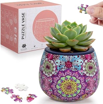 3D Puzzle Planter - Unique 3D Puzzle Vase, Home Decor Flower Pots for Indoor Cactus, Succulents Pots, Unique 3D Puzzles for Adult, Puzzle Gift for Puzzle Lovers