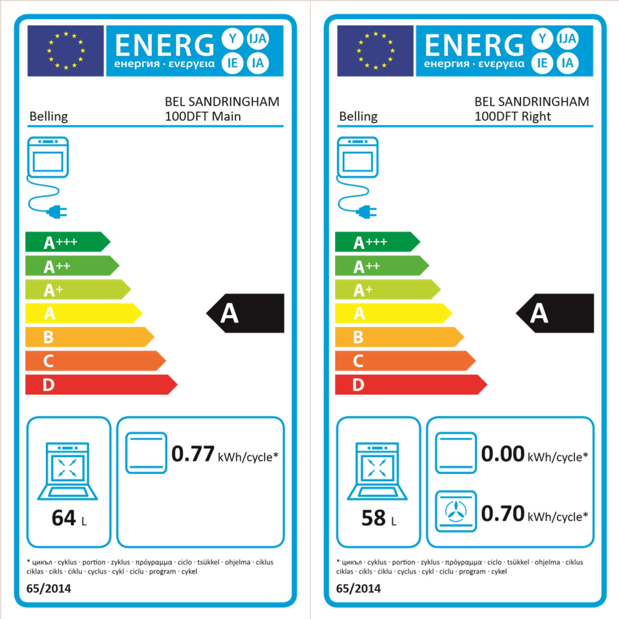 Belling SANDRINGHAM100DFT 100cm Dual Fuel Range Cooker Silver A/A