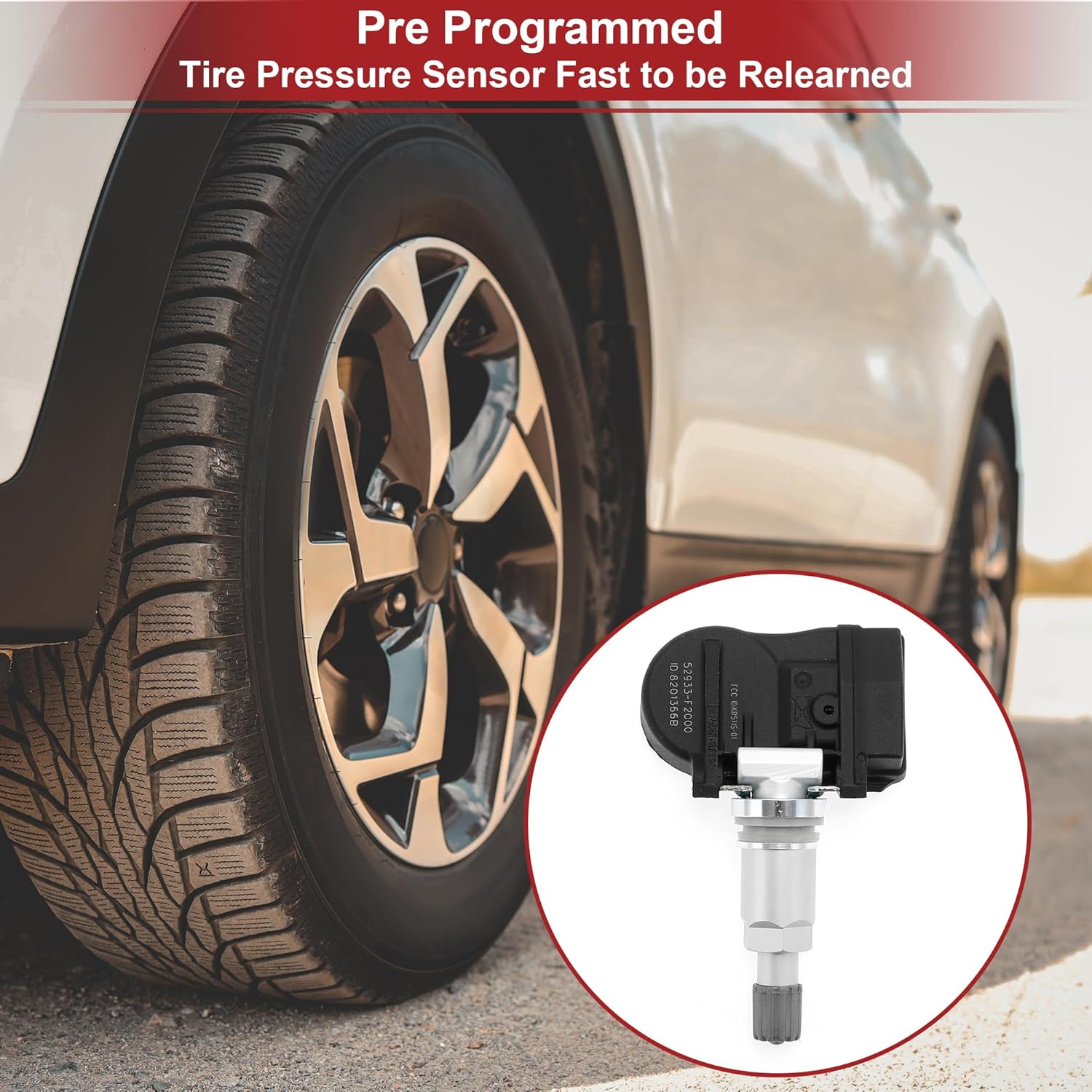 ACROPIX 4Pcs 433MHz Tire Pressure Sensor Tire Pressure Monitoring Sensor for Hyundai Elantra 2017-2024 No.52933F2000