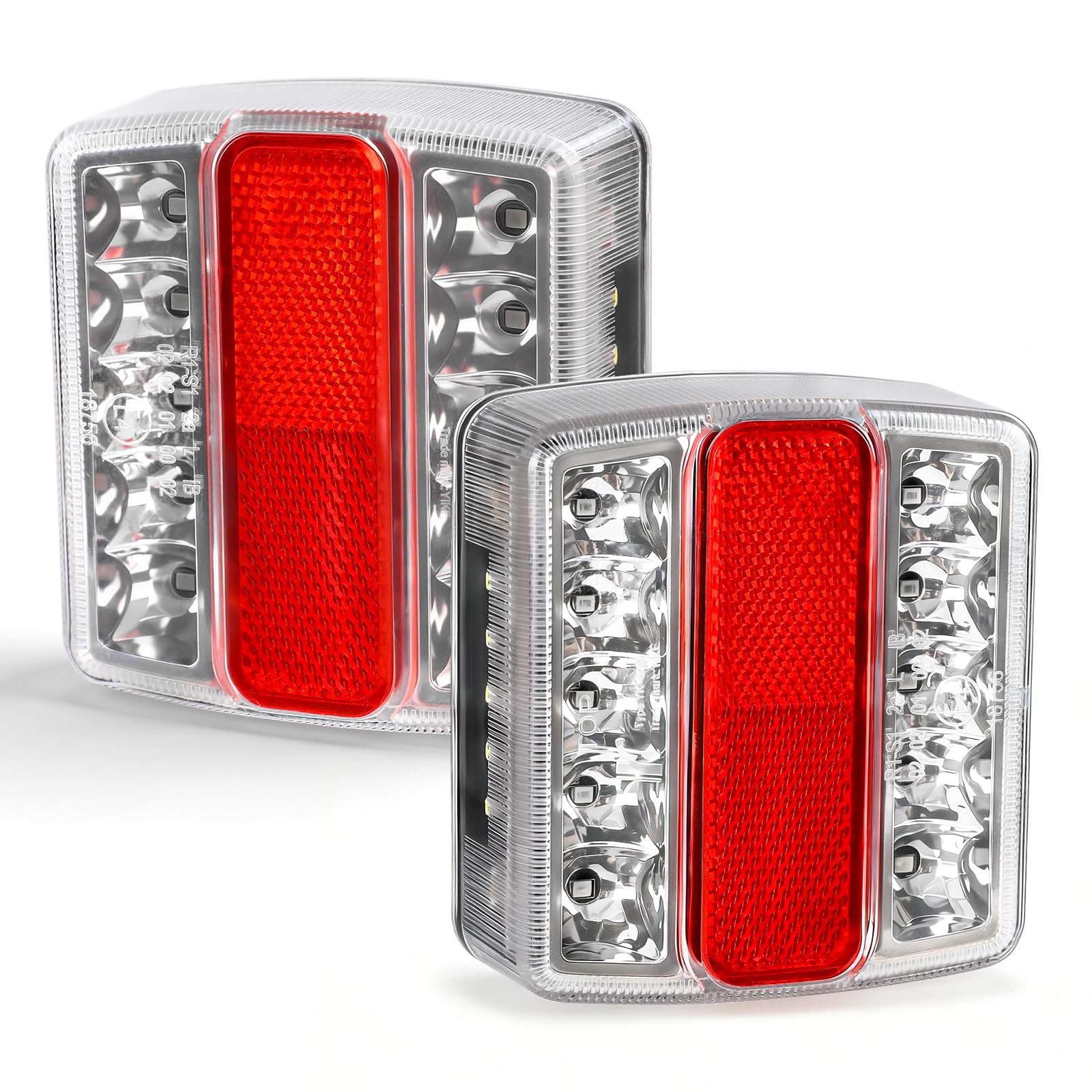 Yuanjoy 2 Stück LED Anhängerleuchten mit E-mark, 12V 24V Wasserdichtes Rücklicht Kit mit Kennzeichenbeleuchtung Für Lkw, Wohnwagen, Van, Oder, Traktor