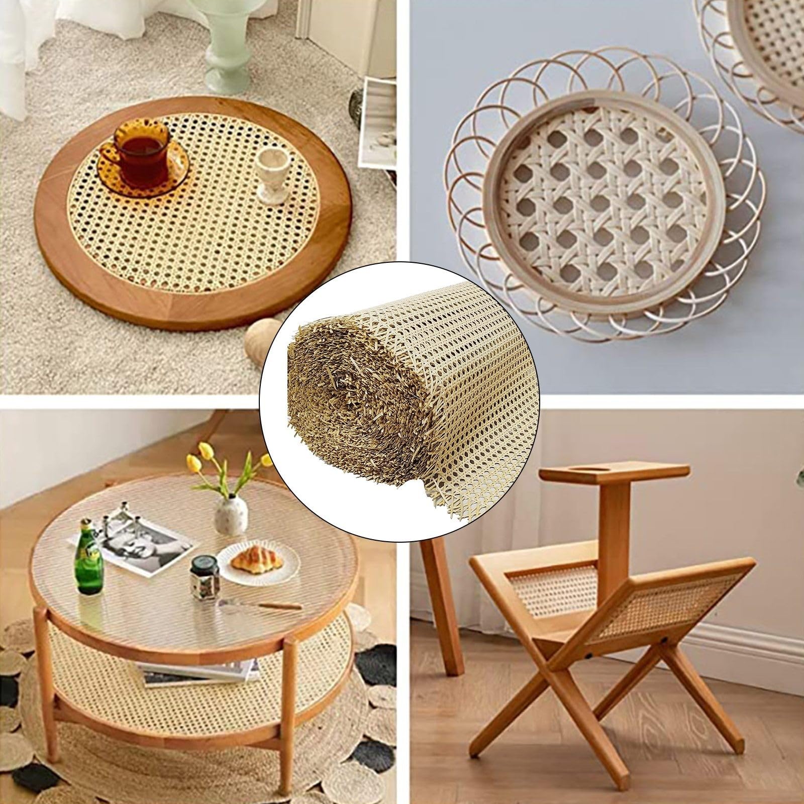 Rattan-Netz-Rolle, natürliches Rattan-Rohr-Gurtband für Möbel, Stühle, Schränke, Decken (45 x 200 cm)