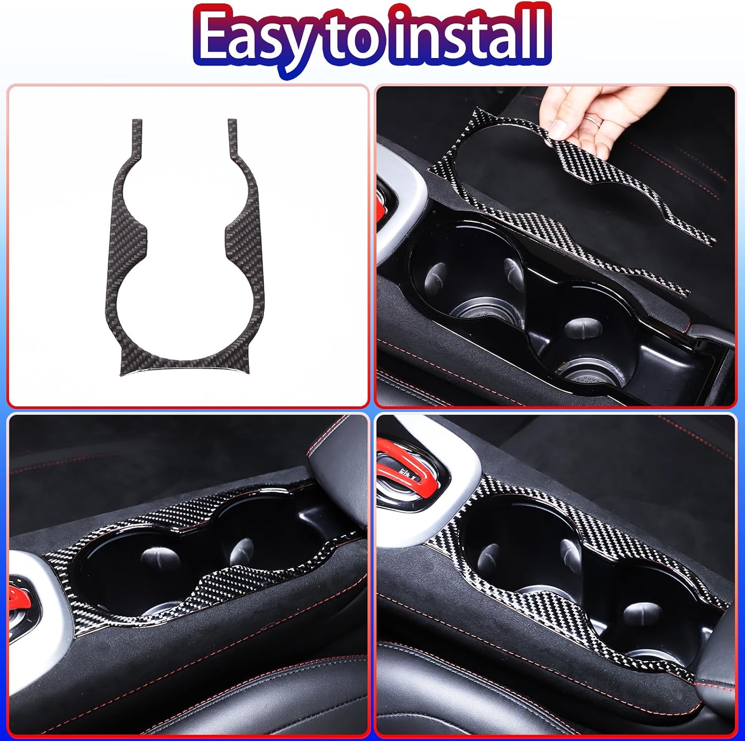 Center Console Armrest Lid Cup Holder Panel Cover Trim Compatible with Lotus Emira V6 2021-2023,Soft Carbon Fiber Waterpoof Central Control Gear Shift Panel Trim Accessories 1PCS (Black Carbon)