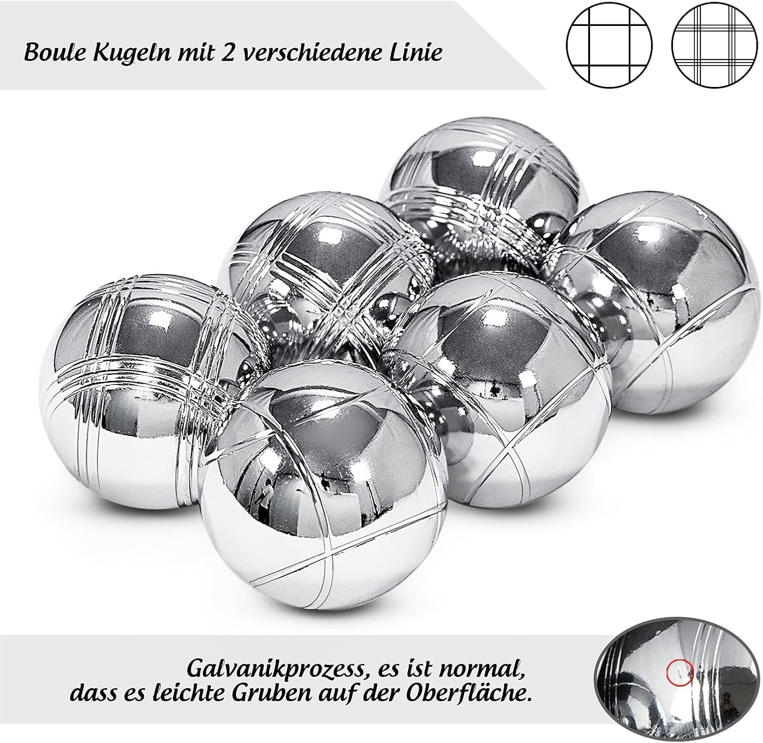 Boule Set 6 Kugeln Metall,Petanque & Boccia Kugeln mit 2 Zielkugeln, Magnetischem Kugelheber, Abstandsmessern & Oxford Tragetasche – Outdoor Gartenspiel für Erwachsene & Familie