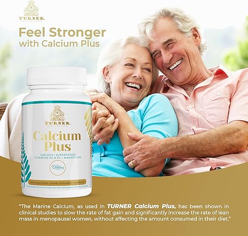 Miniatura 7 de TURNER Calcium Plus, suplemento de calcio marino totalmente natural, con magnesio + vitaminas K2 y D3, apoya la densidad ósea y la salud de las