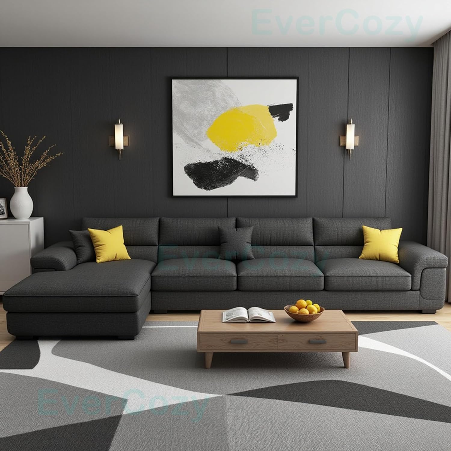 Italino 5 Seater Luxurious L Shape Fabric Sofa Set (Left Side Lounger, Dark Grey) | 5 to 6 Person Wooden Corner Sofa Couch for Living Room Bedroom Home Hall Furniture | 1 Year Warranty Italino 5 Seater Luxurious L Shape Fabric Sofa Set (Left Side Lounger, Dark Grey) | 5 to 6 Person Wooden Corner Sofa Couch for Living Room Bedroom Home Hall Furniture | 1 Year Warranty