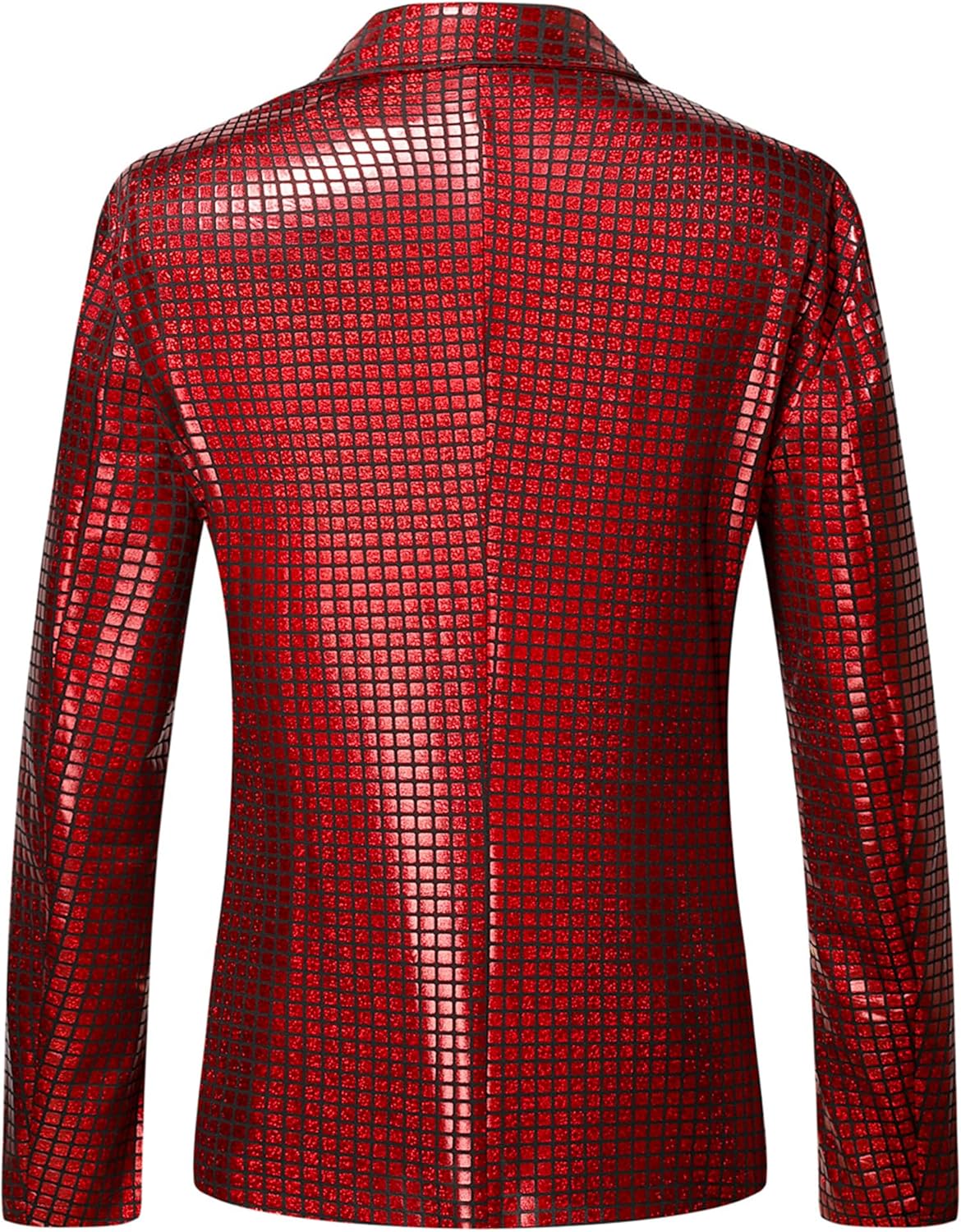 ZEROYAA Men's Metallic Shiny Suits Disco Sequin Blazer and Pants 2 Piece Sets for Party Prom