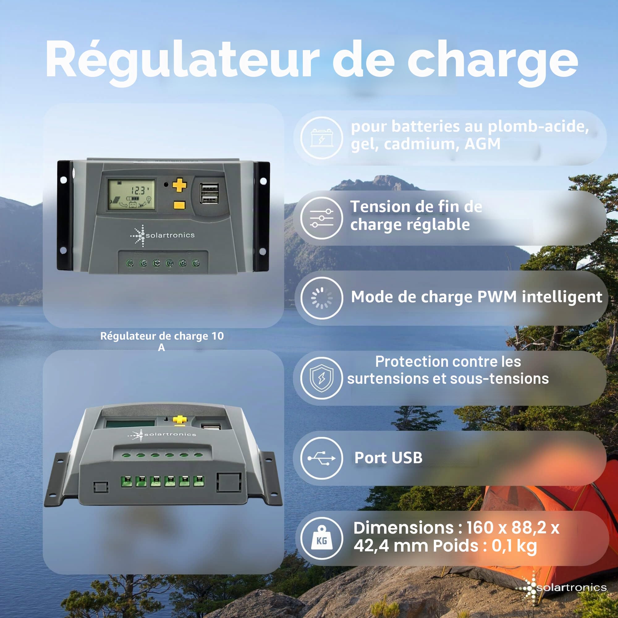 solartronics Kit complet 1 panneau solaire 130 W 600 W Convertisseur régulateur de charge photovoltaïque îlot