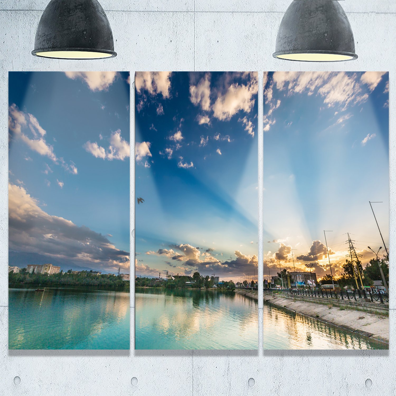 Amazon.co.jp: Designart MT9125-3P 引っ越し雲 湖の上の風景 フォト