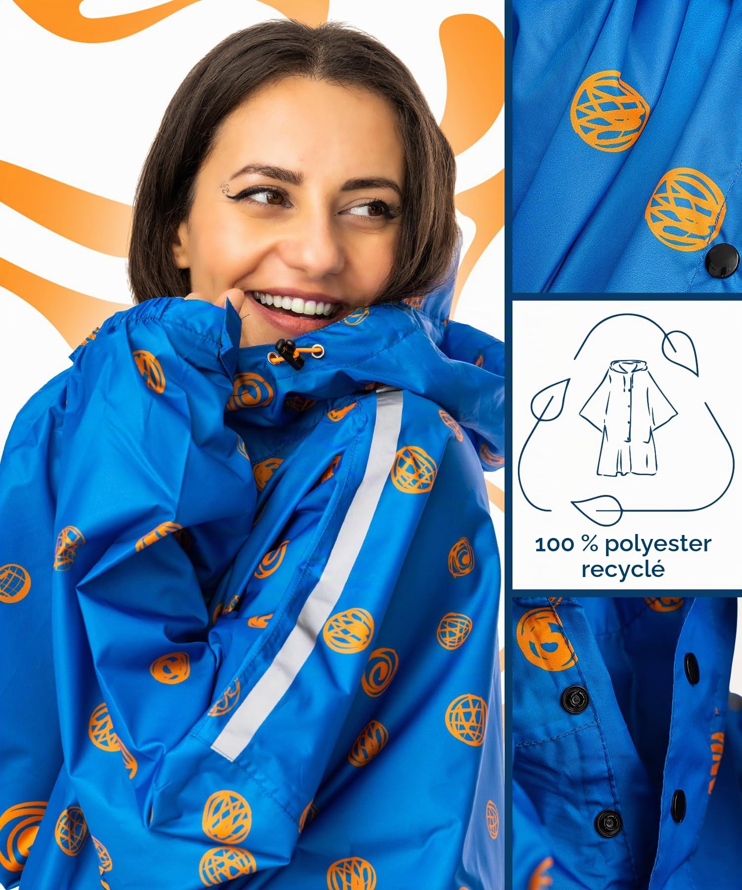 Jubi® Poncho de pluie pour femme - 100 % imperméable, léger et respirant - Poncho coupe-vent pour l'extérieur, la randonnée, le camping et les voyages - Protection contre la pluie élégante pour le