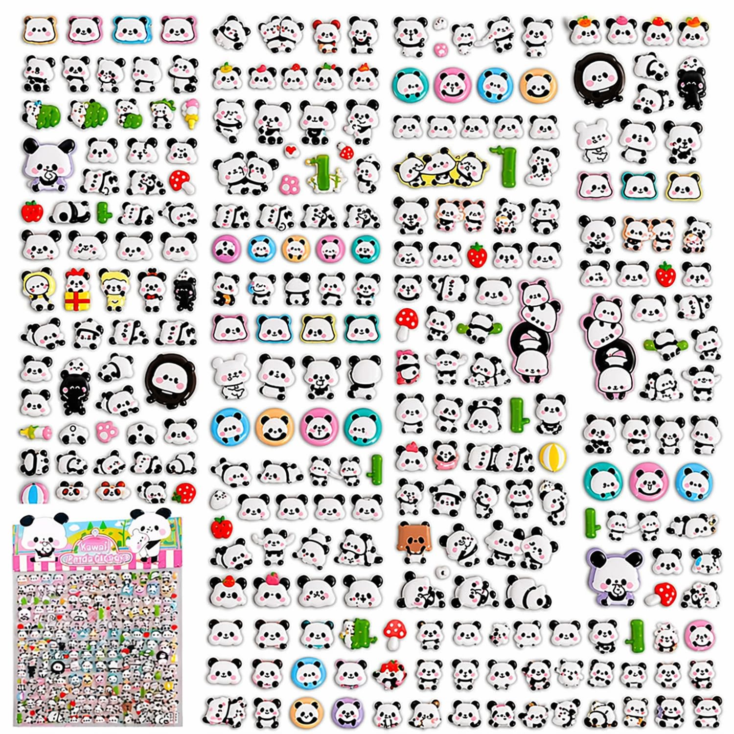 FunBlast Panda Stickers for Kids – 2 Sheets/550+ Colorful Cute Kawaii Panda Stickers, 3D Puffy Sticker Set for School Projects, Scrapbooking, DIY Crafts & Decoration (A)-image-38