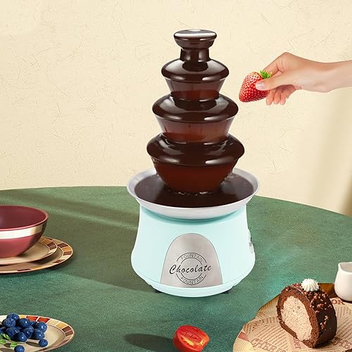 Miniatura 2 de Fuente de chocolate profesional, máquina de fuente de chocolate de 4 niveles de 180 W con capacidad de 2.2 libras, fondue eléctrica de acero