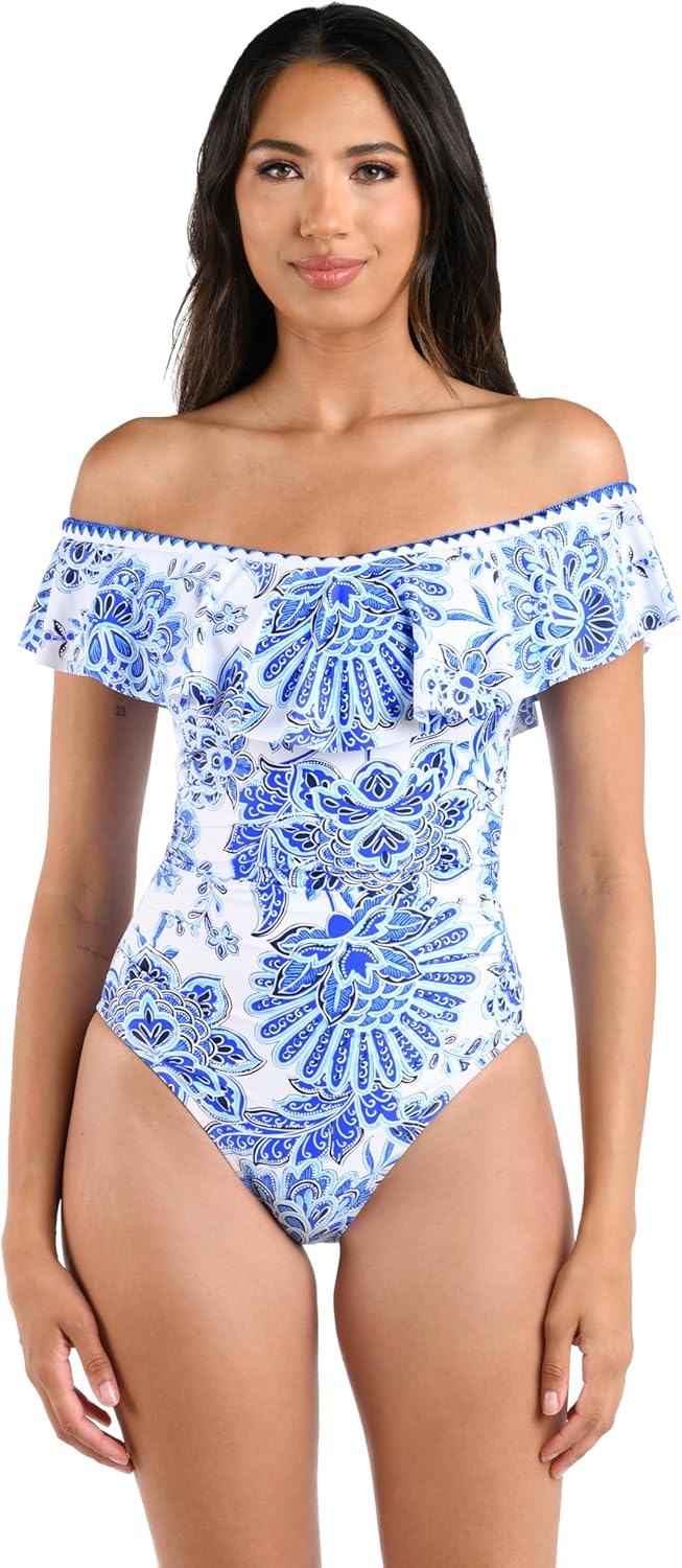 La Blanca baby-girls Off Shoulder Ruffle One Piece Swimsuit