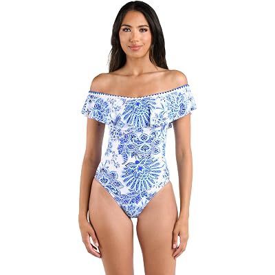 La Blanca Women's Off Shoulder Ruffle One Piece Swimsuit