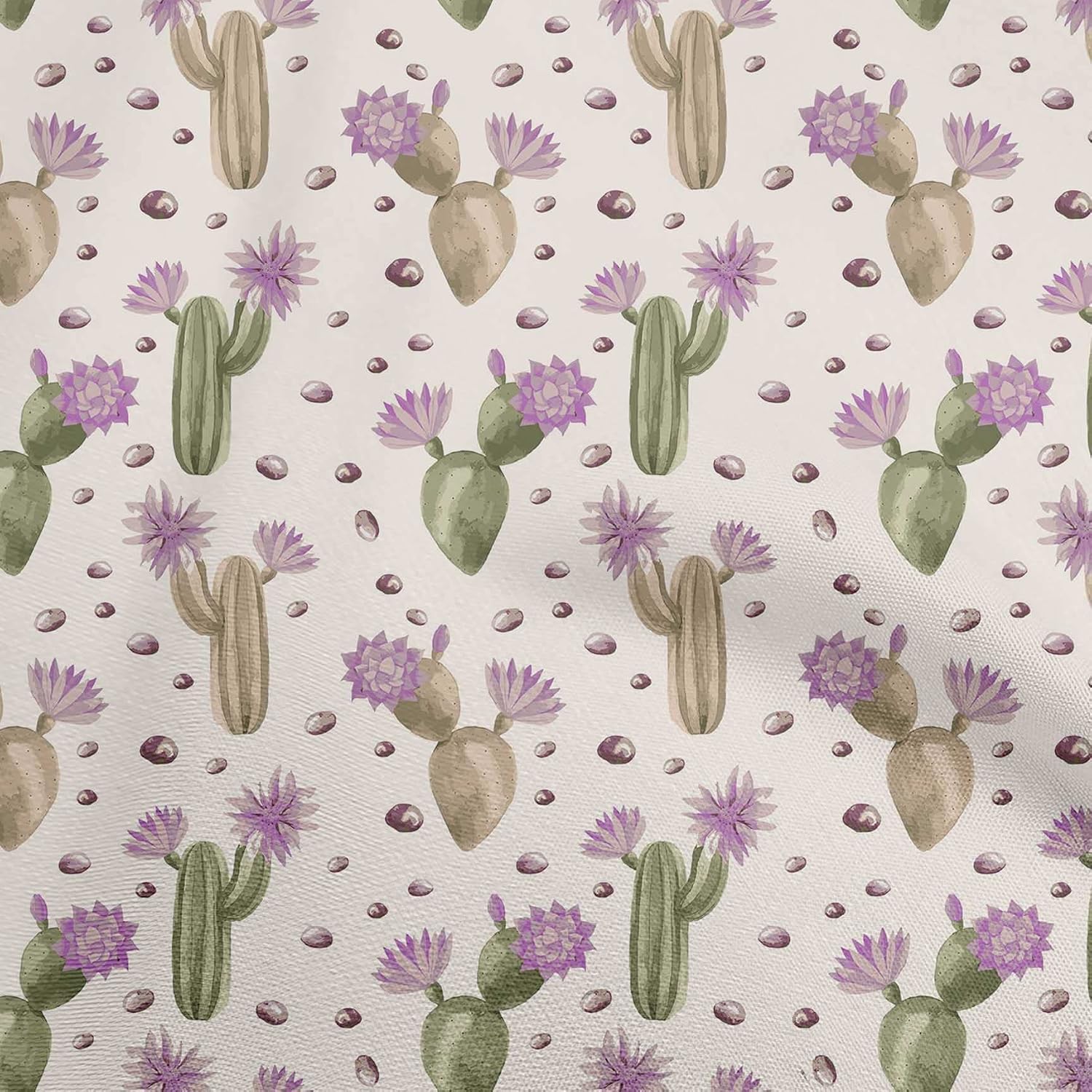 oneOone Cotton Flex Green Fabric Cactus Sewing Material Print Fabric by The Yard 40 Inch Wide-32