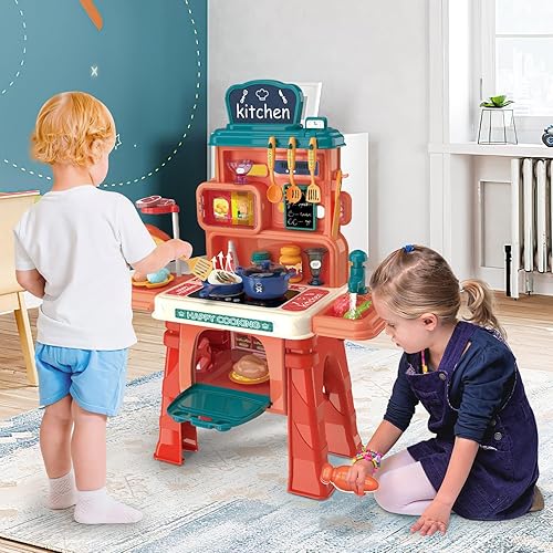 Miniatura 7 de UNIH Juego de cocina de juguete, cocina para niños, 54 piezas, accesorios de cocina para niños de 3, 4, 5 años