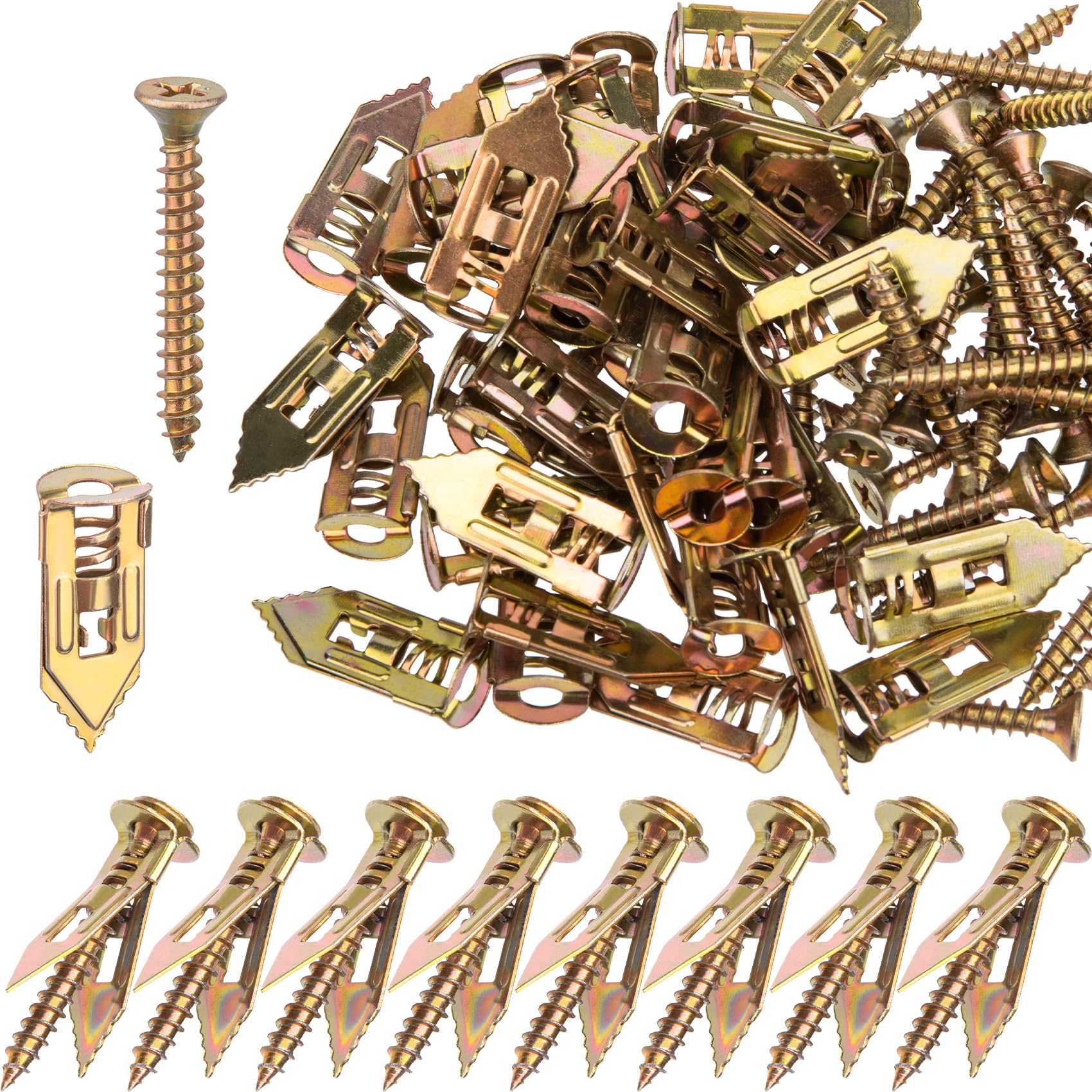 CustomyLife 80 Pcs Self Drilling Drywall Anchors with Screws Kit, Zinc Plated Steel Self Drilling Wall Anchors Heavy Duty, No Drill or Holes for TV,