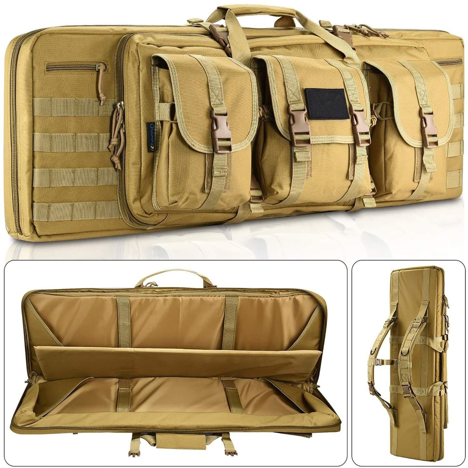 Estuches Blandos para Rifle,A Mochila Táctica para Rifle con Correa para el Hombro, Funda para Escopeta para Caza, Tiro, Acampada, Senderismo, Viajes/Khaki/108Cm