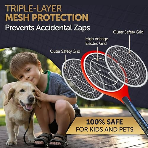Miniatura 5 de Raqueta Mejorada para Matanza de Insectos 2025 - Gran Matamoscas Eléctrico y Matamoscas de Mosquitos para Control de Insectos en