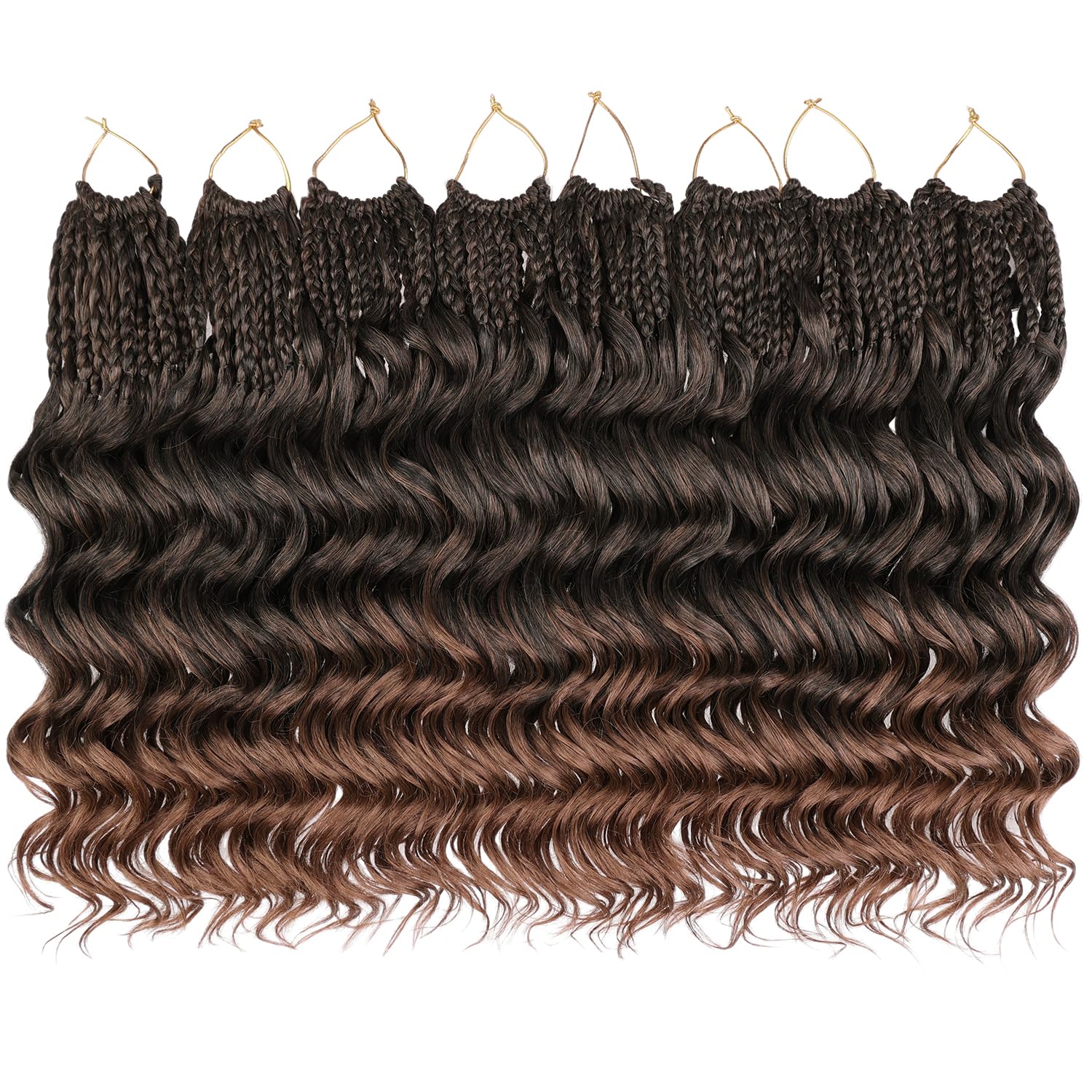 Mscat 10 Inch Pre Looped Ocean Wave Crochet Hair 8 Packs Ombre Boho Ocean Braids Pre Twisted Synthetic Deep Wavy Crochet Hair for Women T30# - Image 4