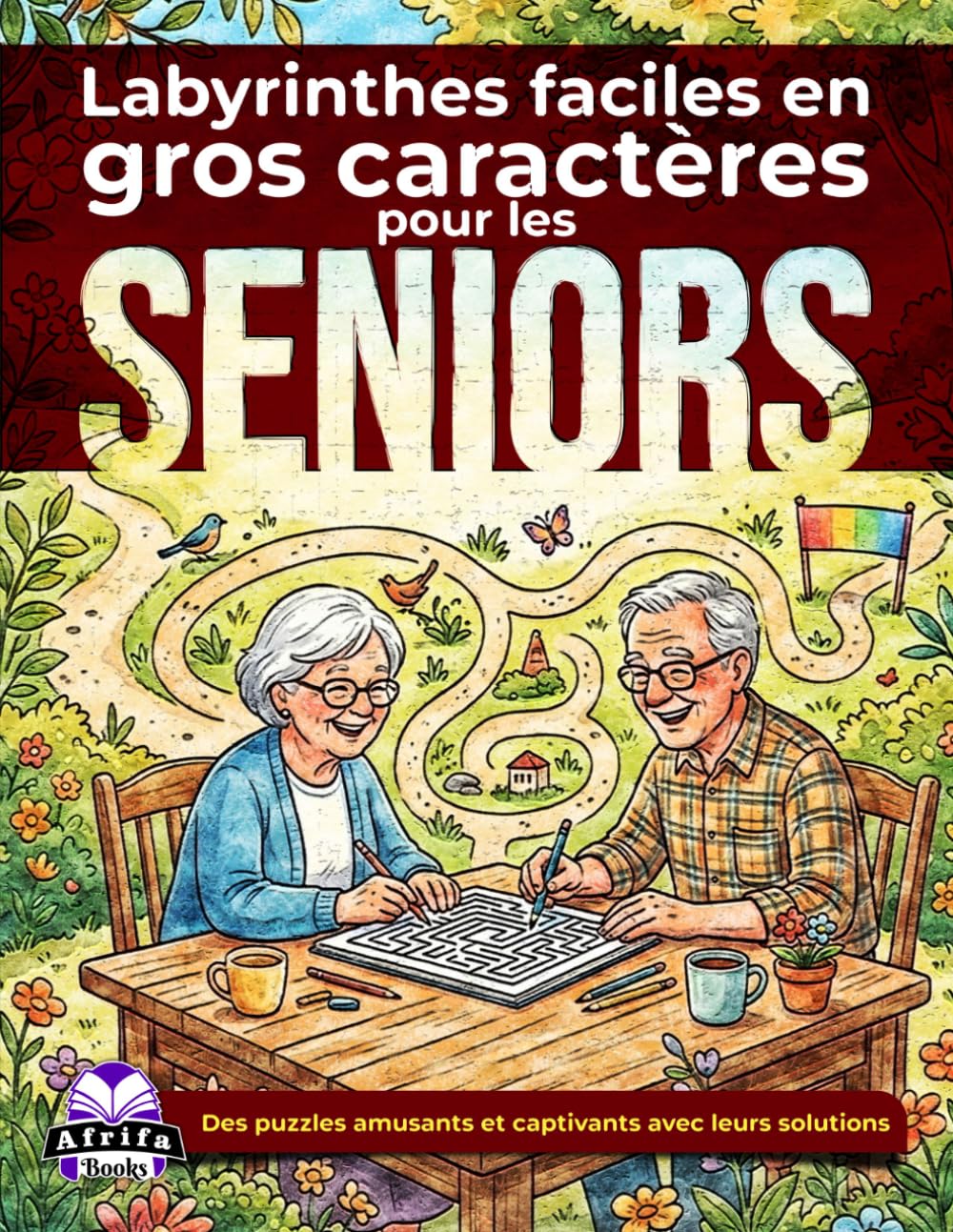 Labyrinthes faciles en gros caractères pour les seniors : jeux de réflexion et activités ludiques pour les personnes âgées: Des puzzles amusants et captivants avec leurs solutions