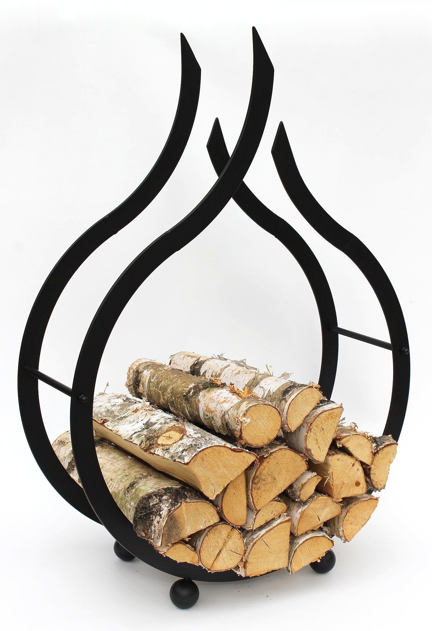 DanDiBo Kaminholzregal Innen Schwarz Kaminholzständer Flamme 78 cm Holzkorb Kaminholzhalter Feuerholzregal Holzregal