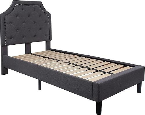 Miniatura 22 de Flash Furniture - Base de cama Brighton con tapizado de tela negra y diseño capitoné, tamaño Queen Negro