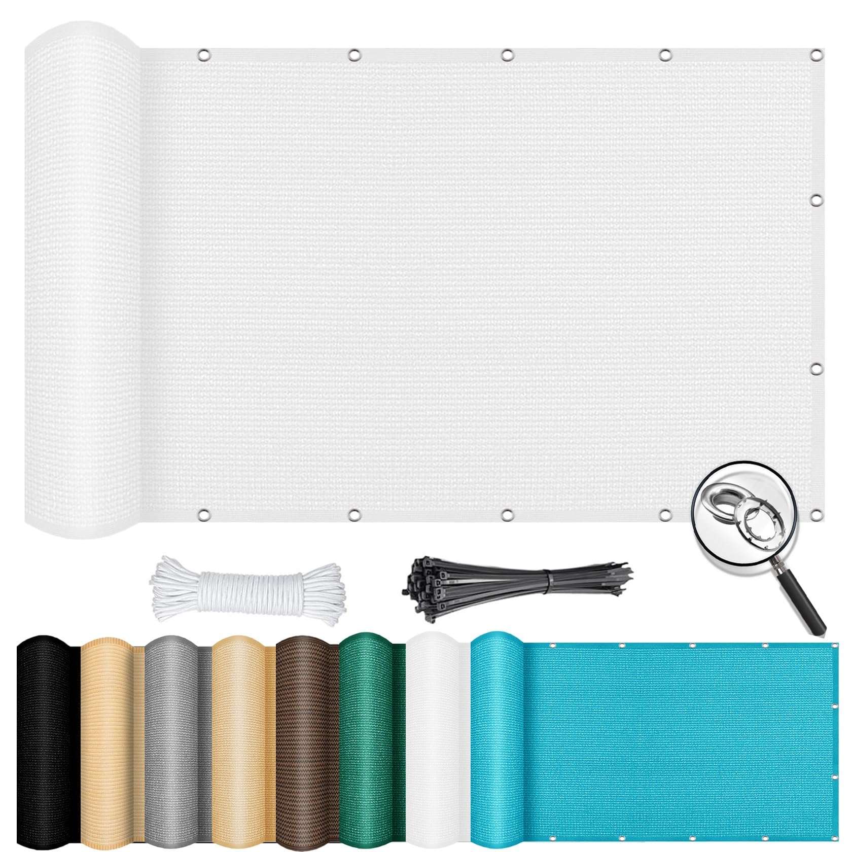 Voile D’Ombrage Rectangulaire 1.6 x 4 m Anti 98% UV Contre Le Vent Anti-Déchirure Voile d'ombrage Rectangulaire, Toile Ombrage Taud Soleil, pour Extérieur, Balcon, Blanc