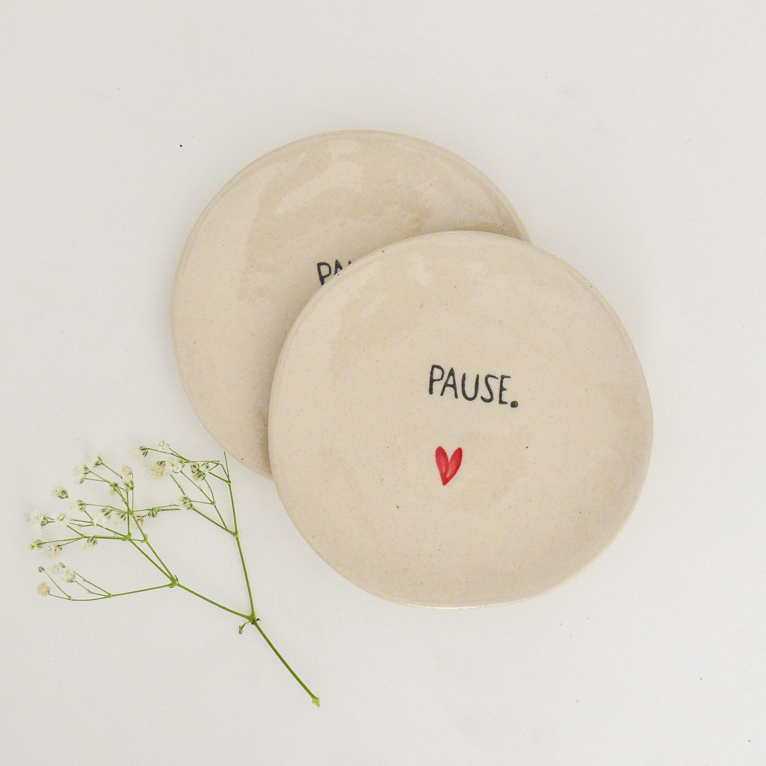 QSHI Studio - Handmade Ceramic Coasters Tea Coaster - Dining Table Decor Accessories - Coasters for Cups Set of 2 - Durable and Long-Lasting - Pause-image-1