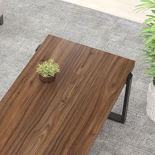 Miniatura 49 de FOLUBAN Mesa de centro rústica, moderna mesa central industrial de madera y metal para sala de estar, roble de 47 pulgadas Roble,Negro