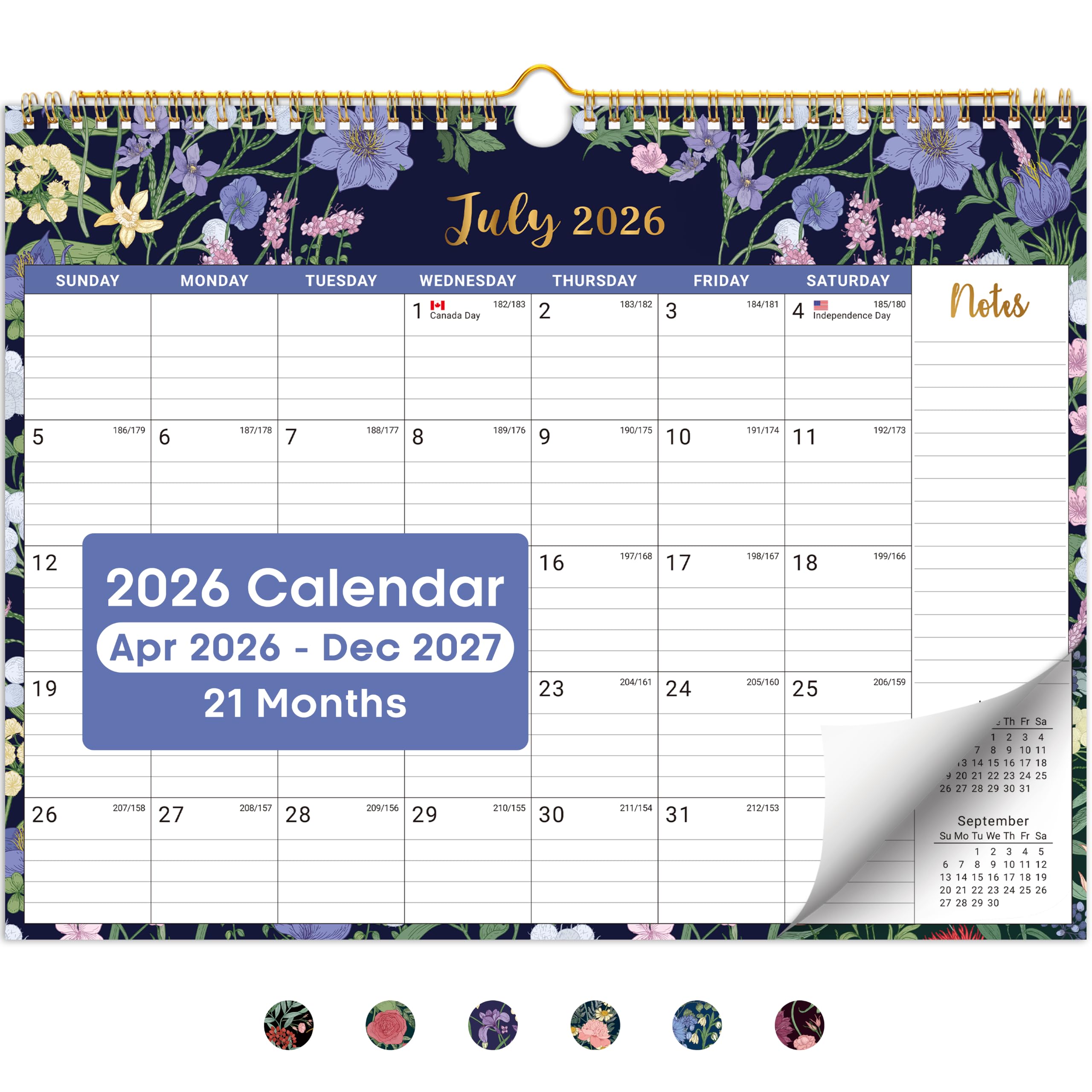 Taja Calendar 2026-2027, Apr 2026-Dec 2027 Wall Calendar