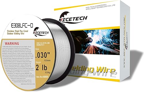 Miniatura 5 de Alambre de soldadura con núcleo de fundente sin gas, acero inoxidable, E308LFC-O. 030-diámetro, carrete de 2 libras, plata, paquete de 1