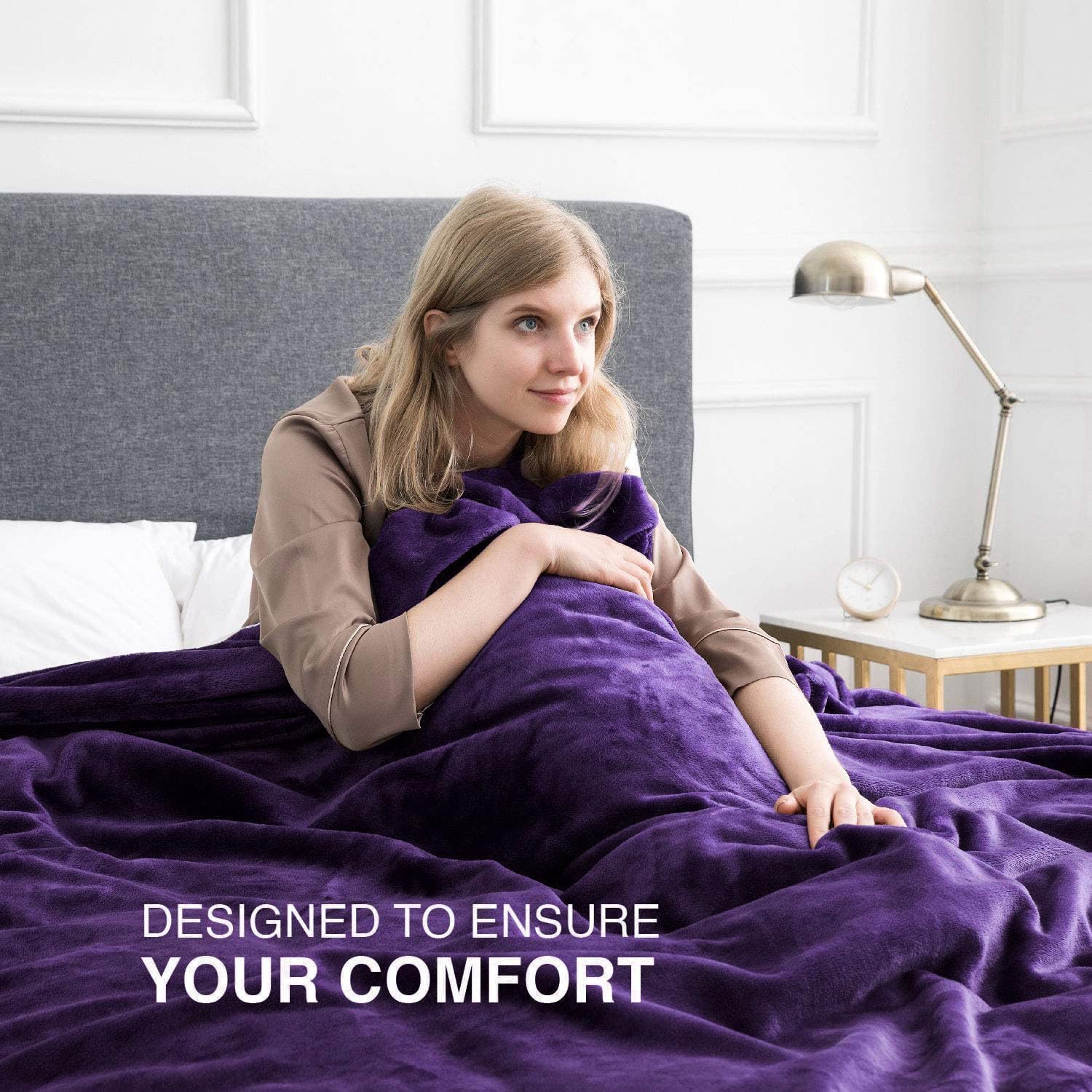 IR Imperial Rooms Fleece Blanket 12 Pack Twin Size 60x80 Inches - Super Soft Fluffy Throw Blanket for Sofa and Bed - Warm and Cozy Lightweight 400 GSM Microfiber Bed Throws Blankets (Twin, Purple)