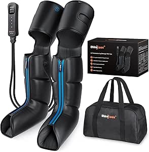 SHINE WELL Air Compression Leg Massager for Circulation and Pain Relief, Foot Calf Thigh Massager for Leg Swollen and Soreness, Gifts for Mom and Dad