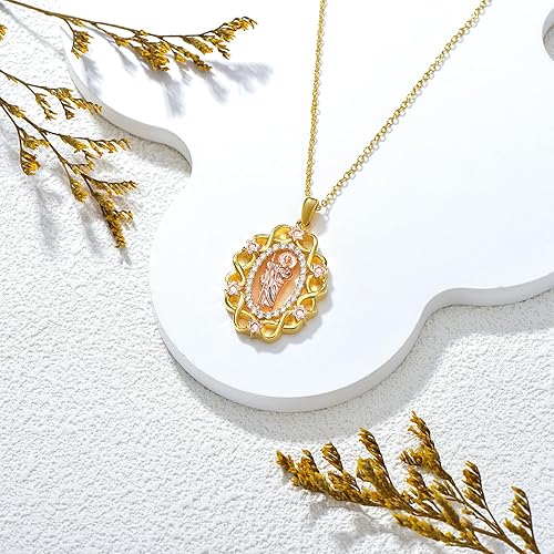 Miniatura 4 de VIJASHOP Collar de San Judas para mujer, chapado en oro, colgante de San Judas Tadeo, joyería religiosa de San Judas, regalos para mamá novias,