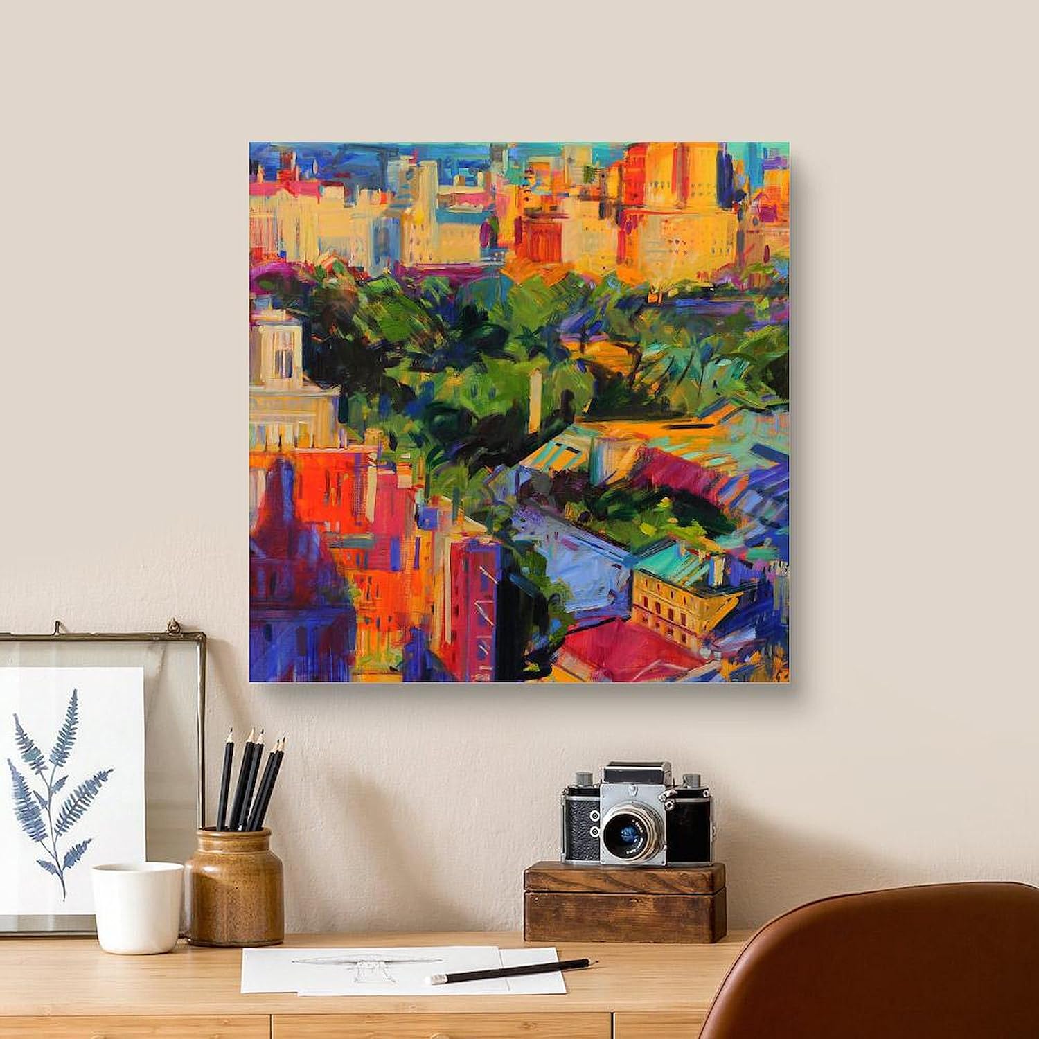 CafePress Canvas Wall Art New York Above Central Park Ready to Hang for Living Room, Bedroom or Office