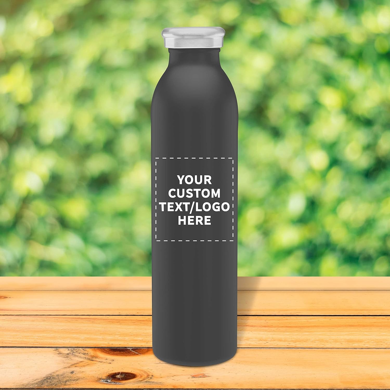 DISCOUNT PROMOS Custom Posh Stainless Steel Water Bottles 20 oz. Set of 6, Personalized Bulk Pack - Double Wall, Perfect for Coffee, Soda, Other Hot & Cold Beverages - Charcoal
