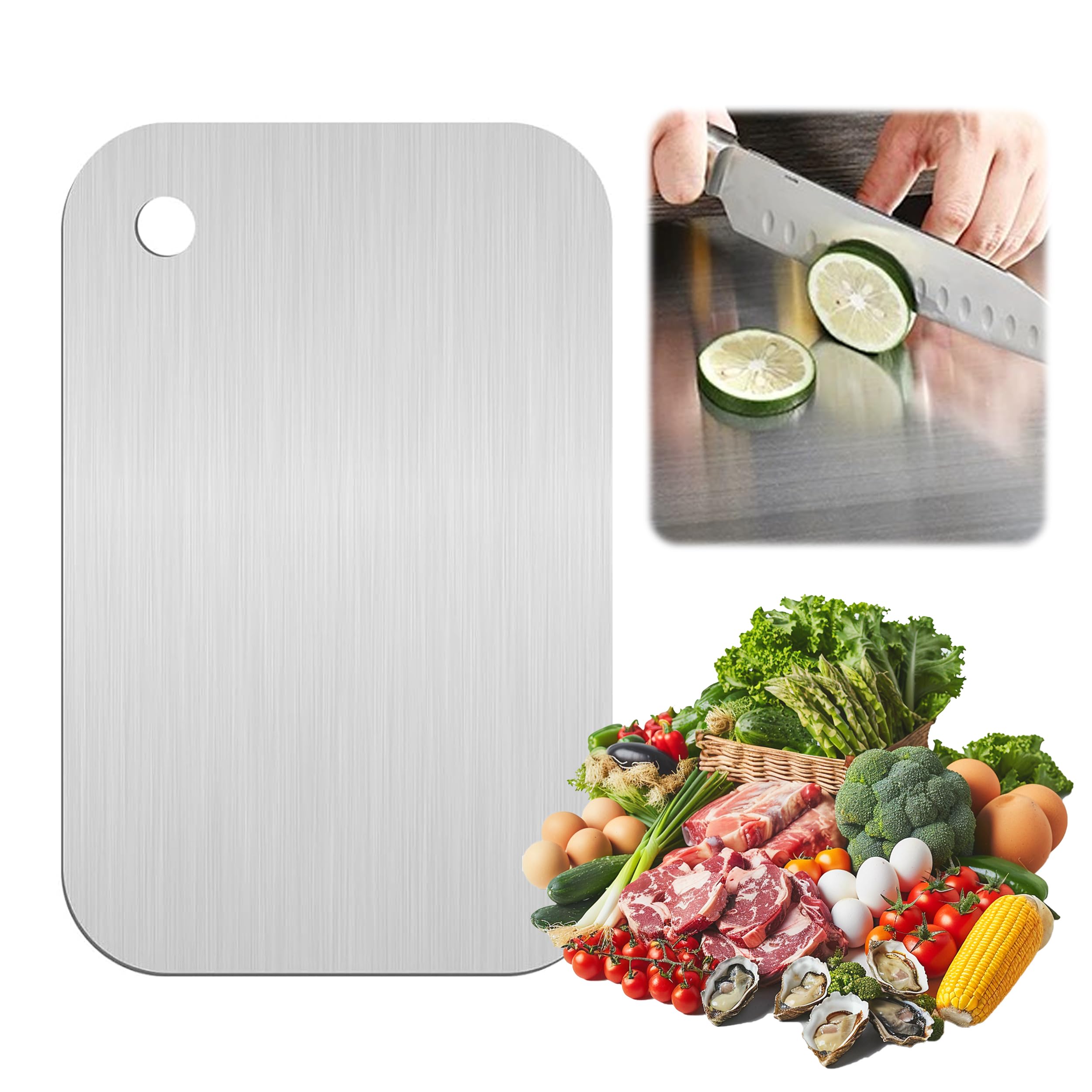 Titanium Cutting Board, Stainless Steel Chopping Board, 30 × 20cm